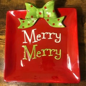 Kirkland’s Ceramic Merry Christmas Platter 11.5in